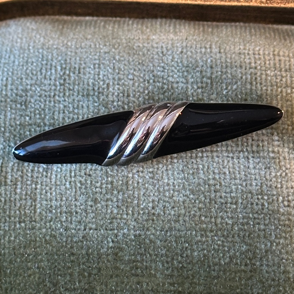 Vintage Monet Black Enamel Modernist Brooch
